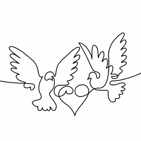 Flying two pigeons with heart logo cover image.