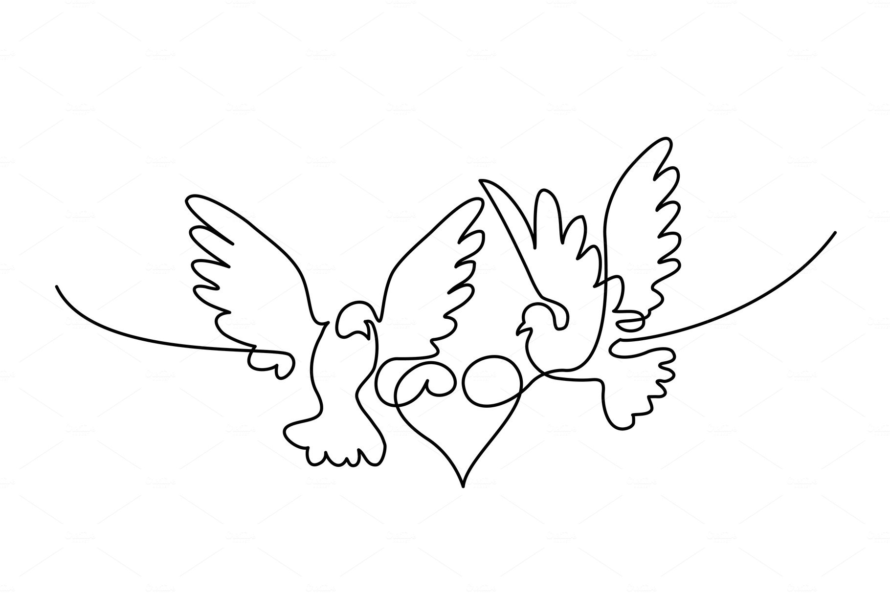 Flying two pigeons with heart logo cover image.