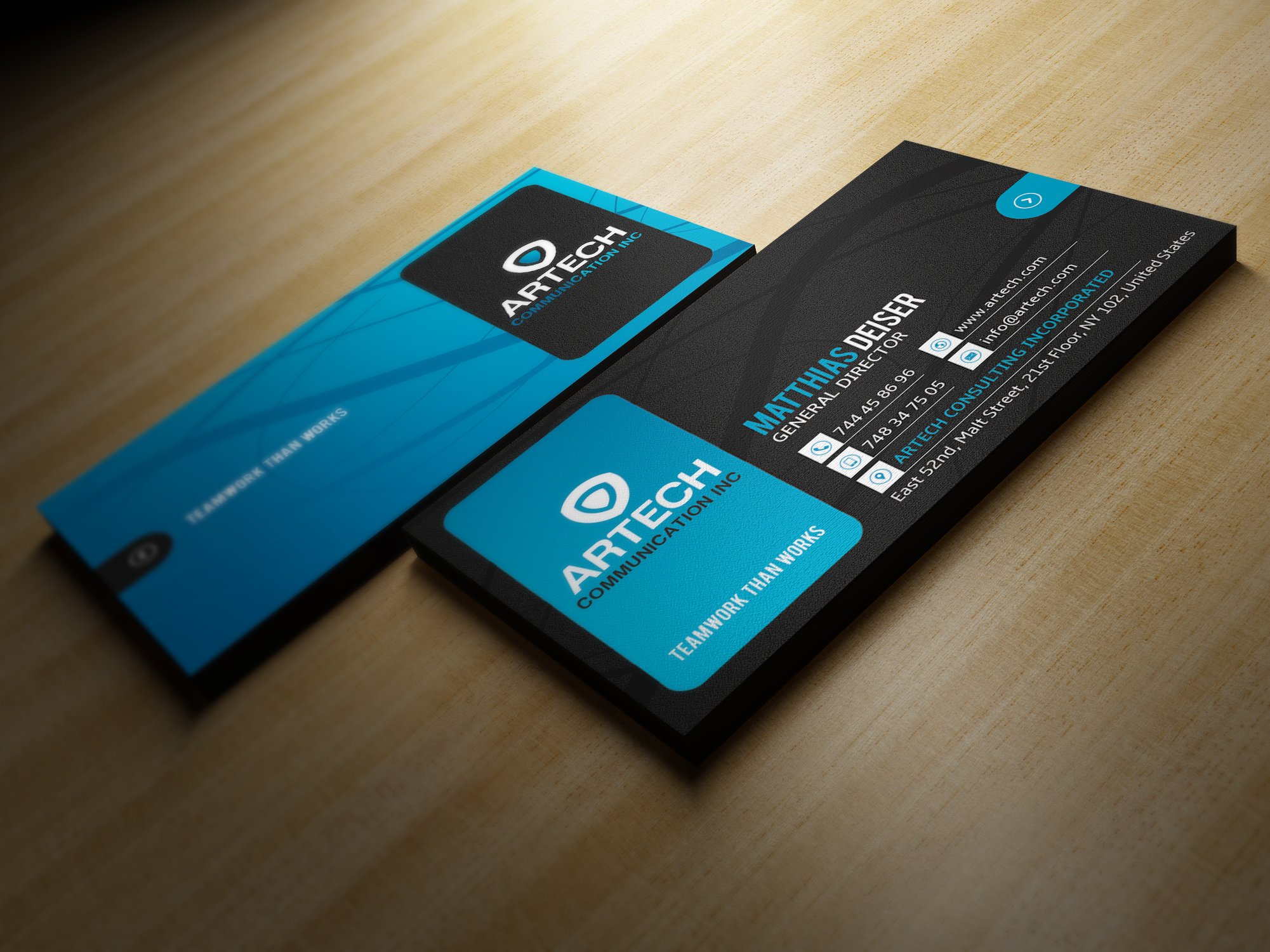 Black And Blue Business Card cover image.
