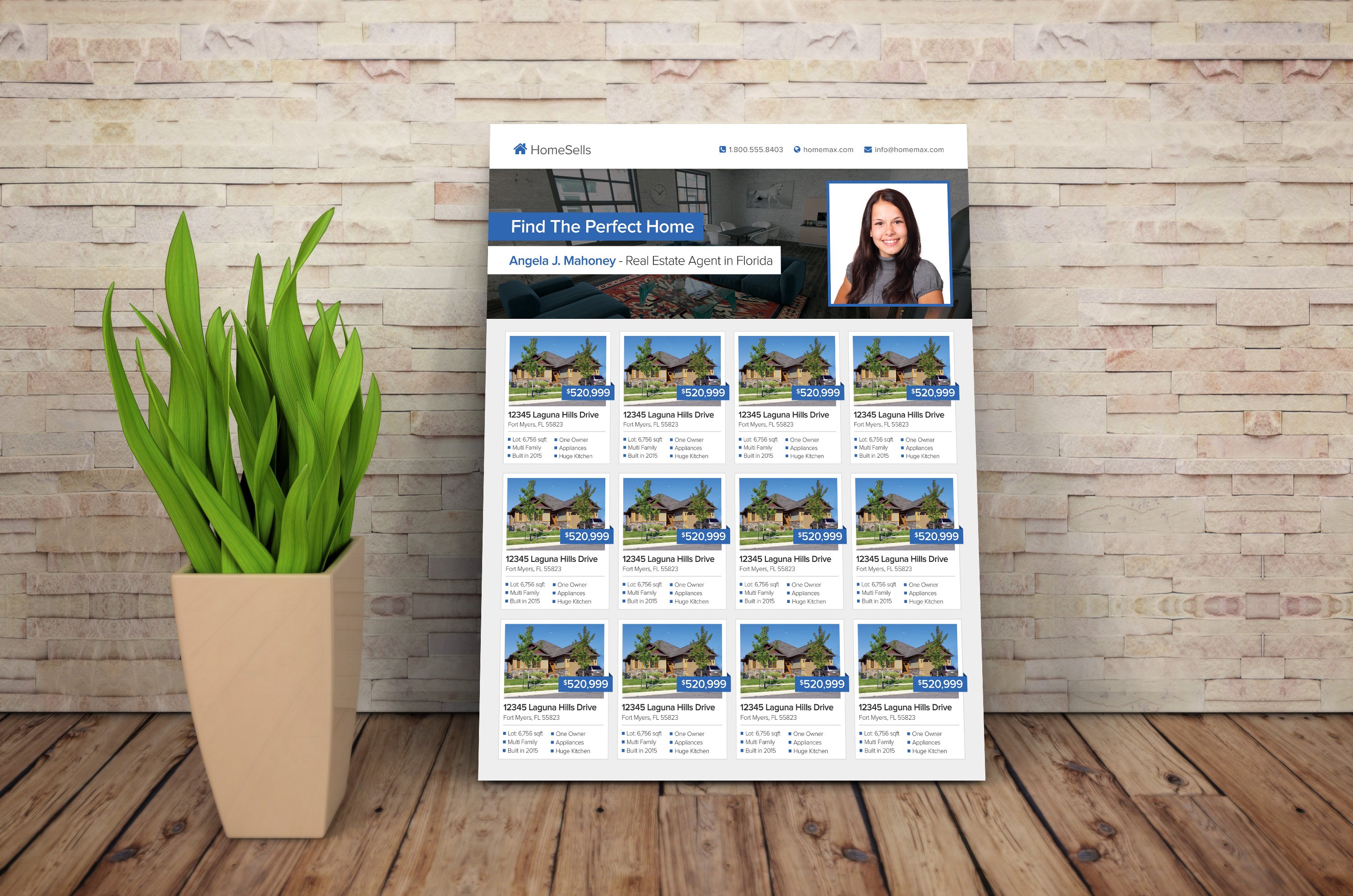 Real Estate Listings Flyer Template preview image.
