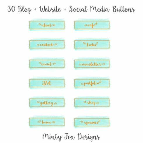 Mint Watercolor Blog Button Set cover image.