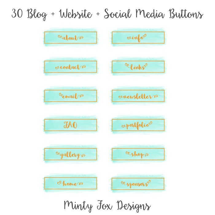 Mint Watercolor Blog Button Set cover image.