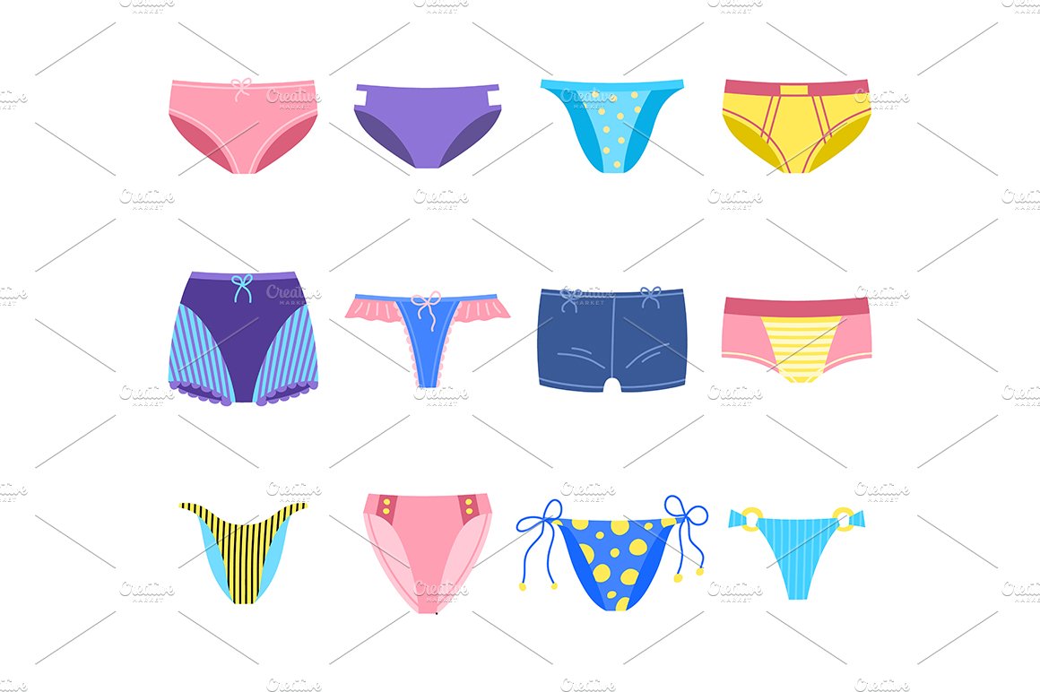 Different Underwear Icon Set. Vector cover image.