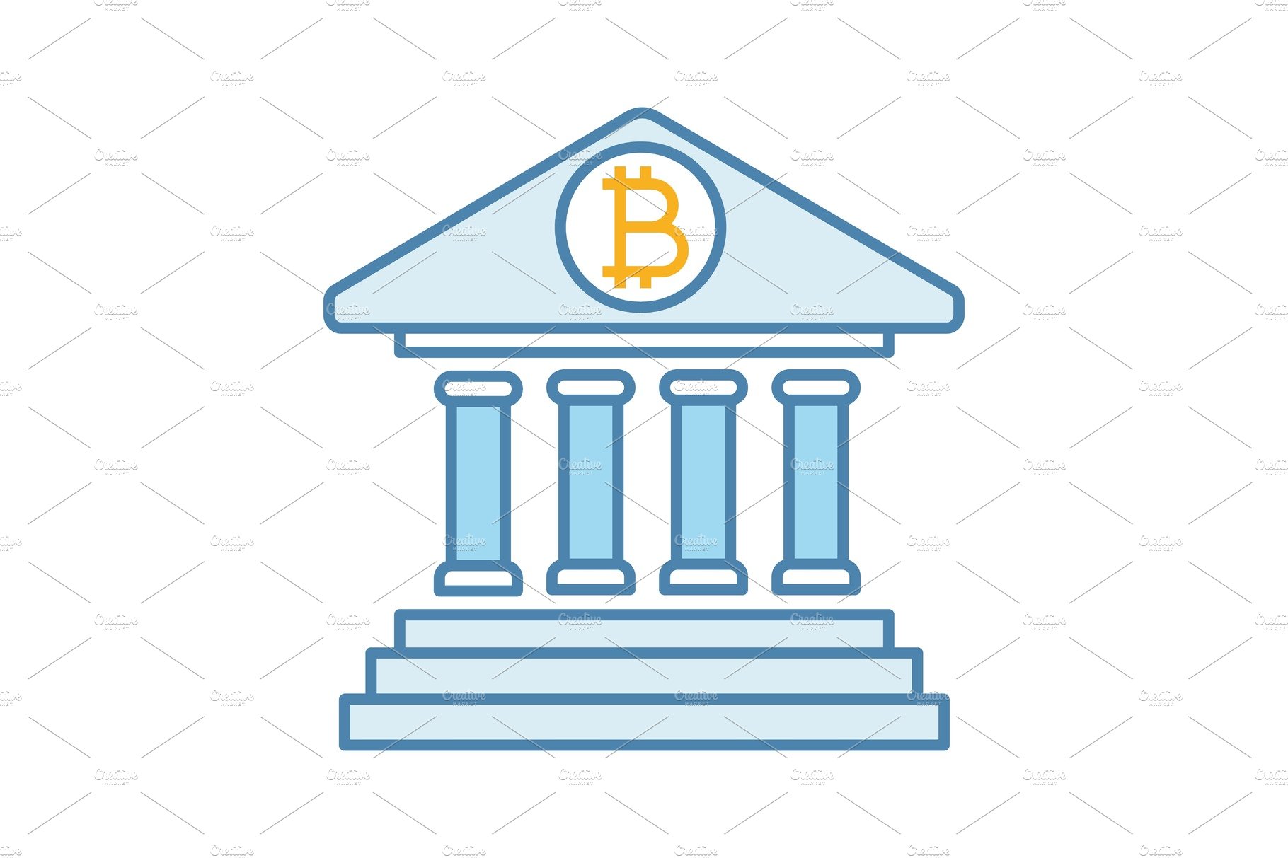 Bitcoin banking color icon cover image.