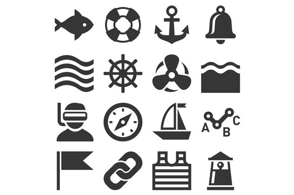 Sea Sailing Icons Set cover image.