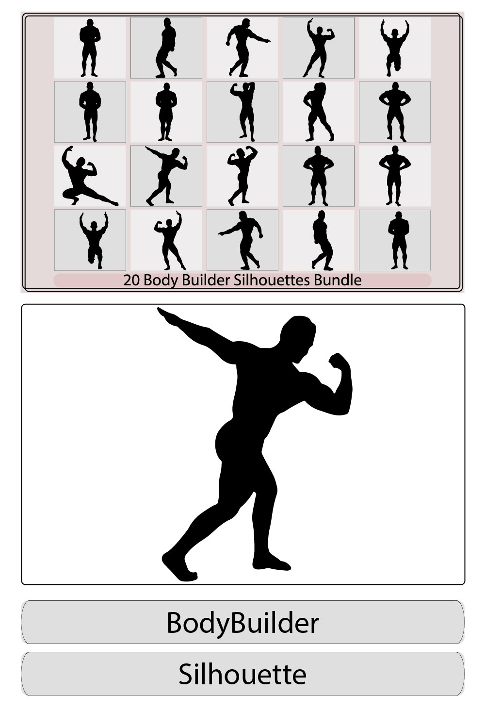 bodybuilders vector silhouettes Posing men and women,vector image with bodybuilder, silhouette,Weight Lifting Women, Gym, Muscle Women, Female Body Builder Silhouette, Workout, Fitness, Silhouette, Women Workout, pinterest preview image.