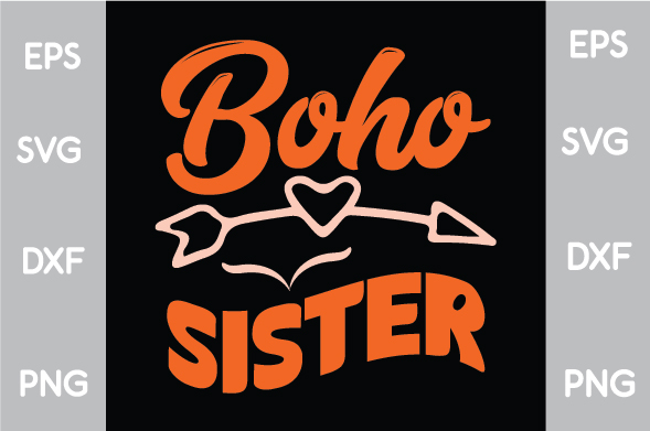 Black and orange sign that says boho sister.