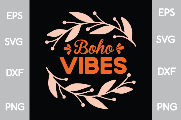 The boho vibes logo on a black background.