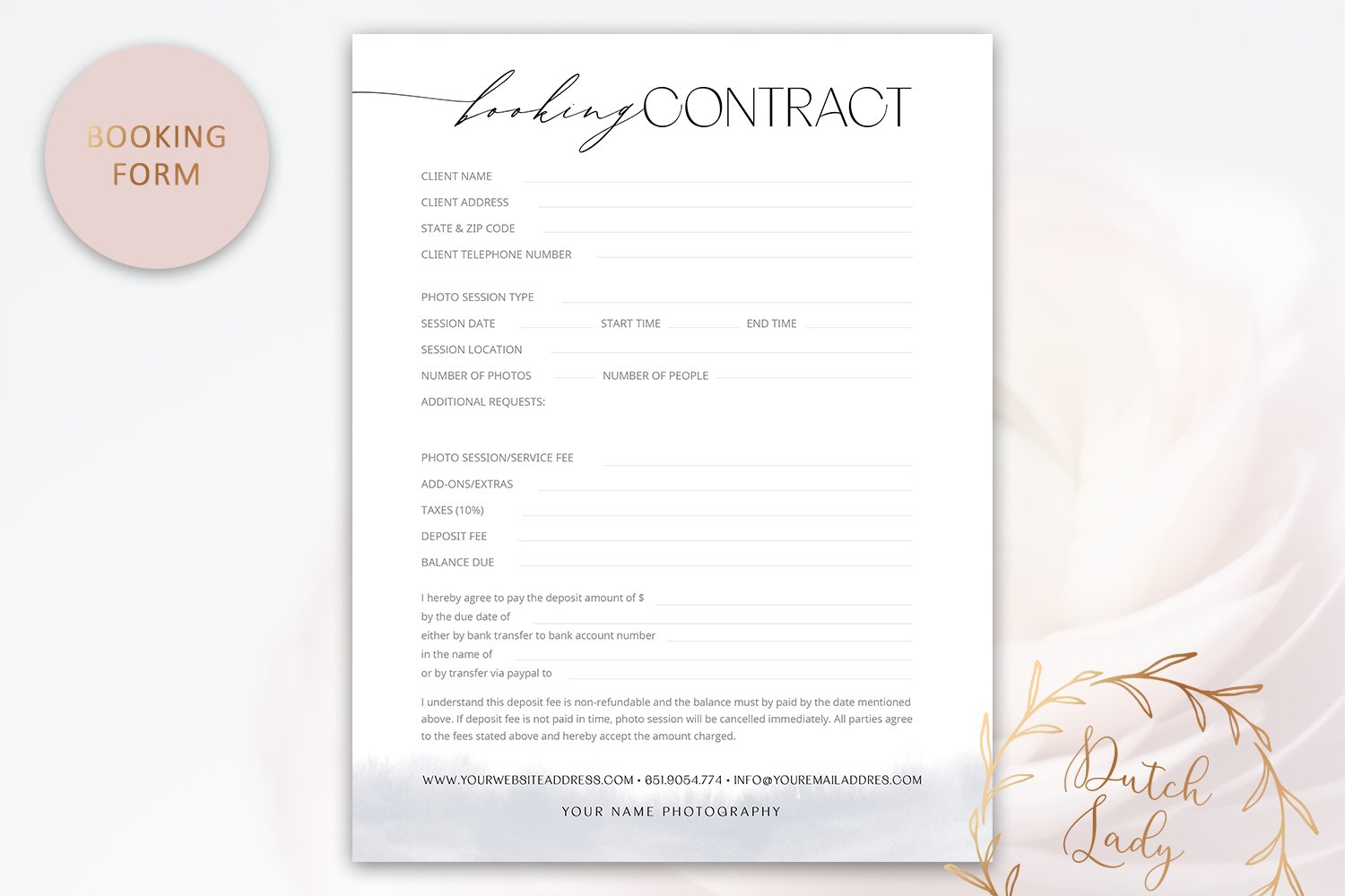 booking form template 964
