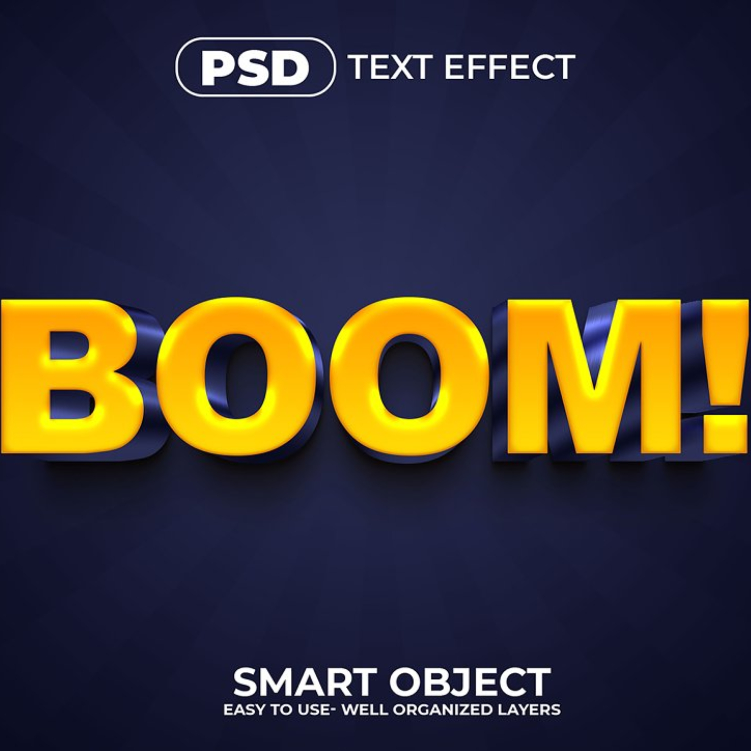 3d text effect with the word boom.
