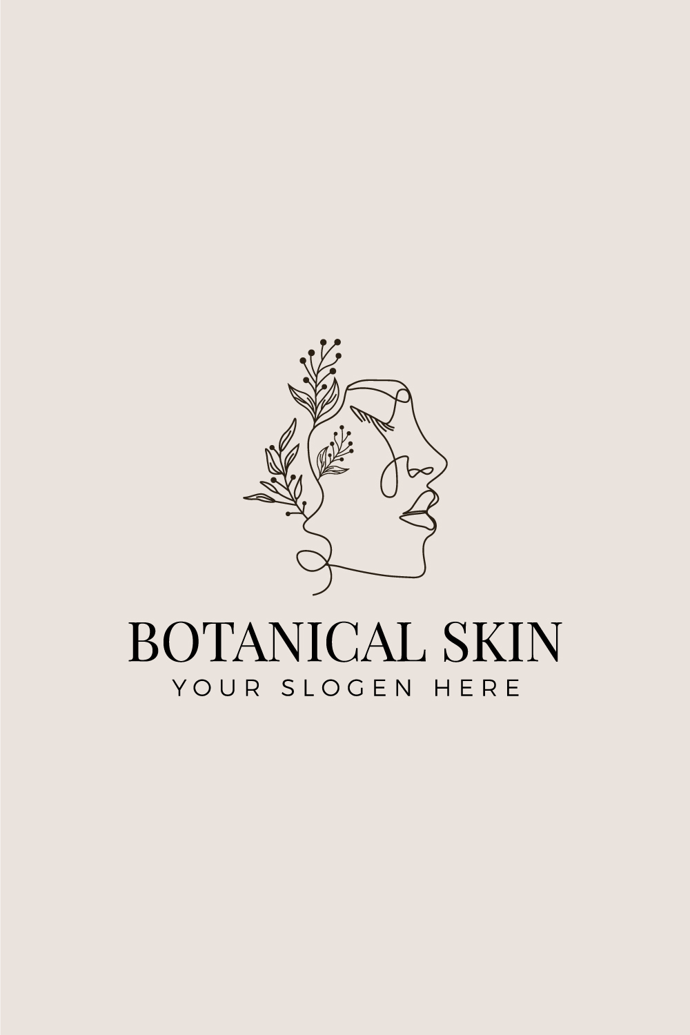 Botanical skin care logo | Hand drawn Line art logo pinterest preview image.