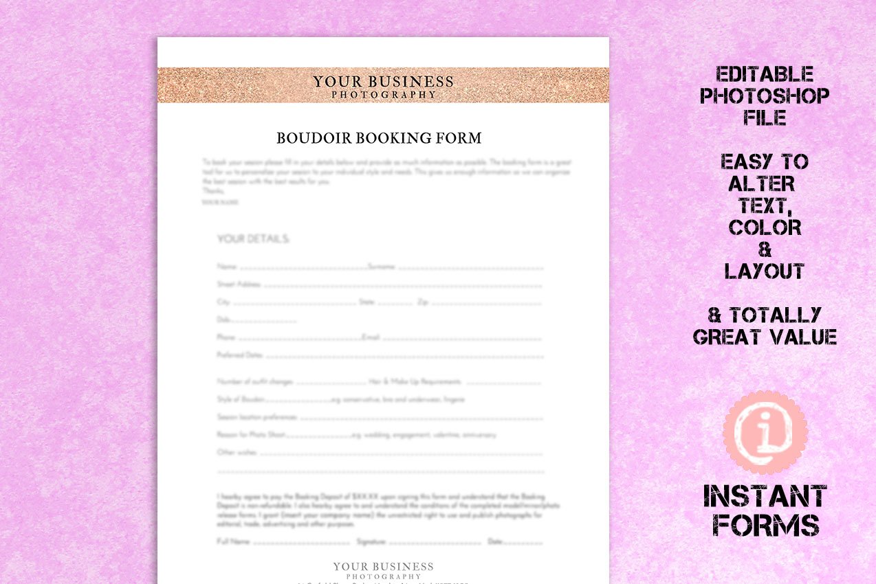 boudoir booking and release form 3 462