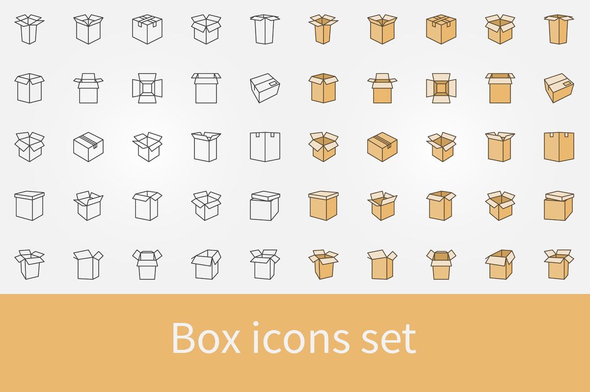 Box icons set cover image.