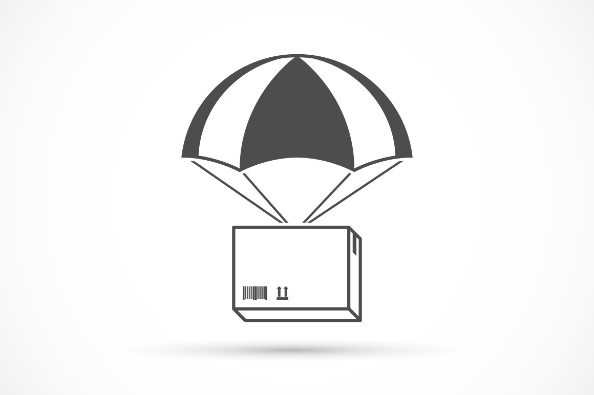 Box on a parachute icon cover image.