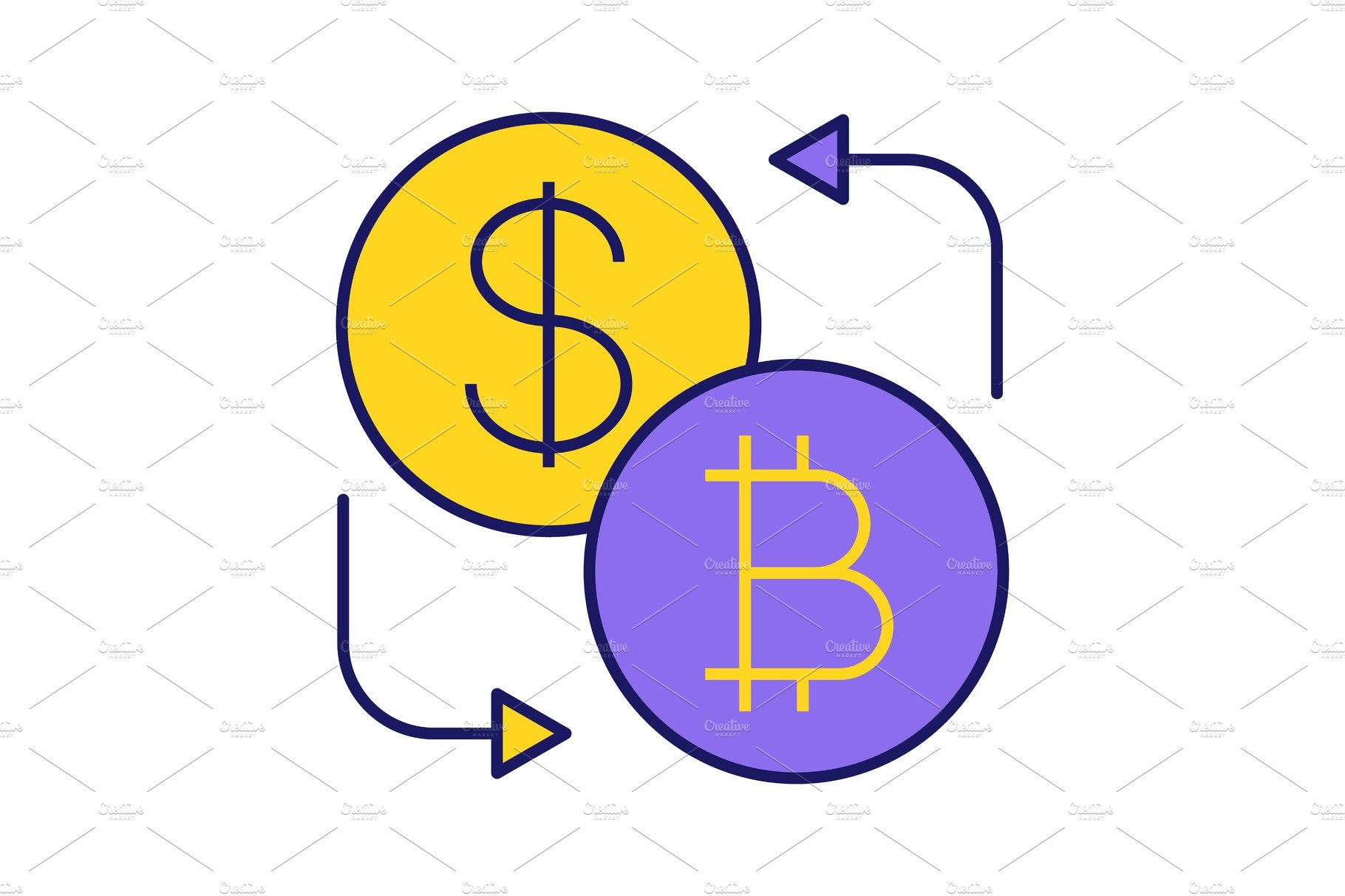 Bitcoin and dollar exchange icon cover image.