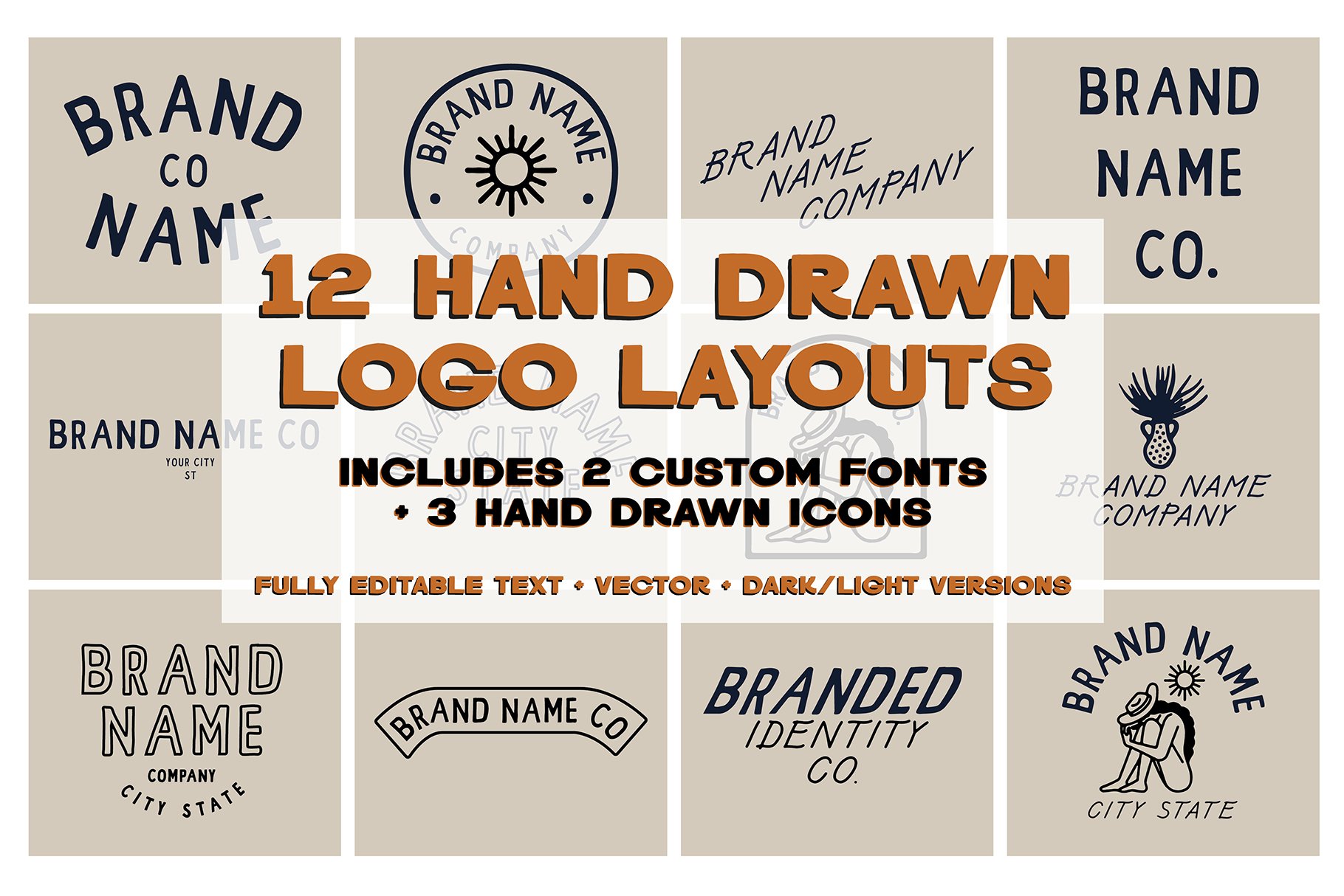 Hand Drawn Branding Layout Templates cover image.