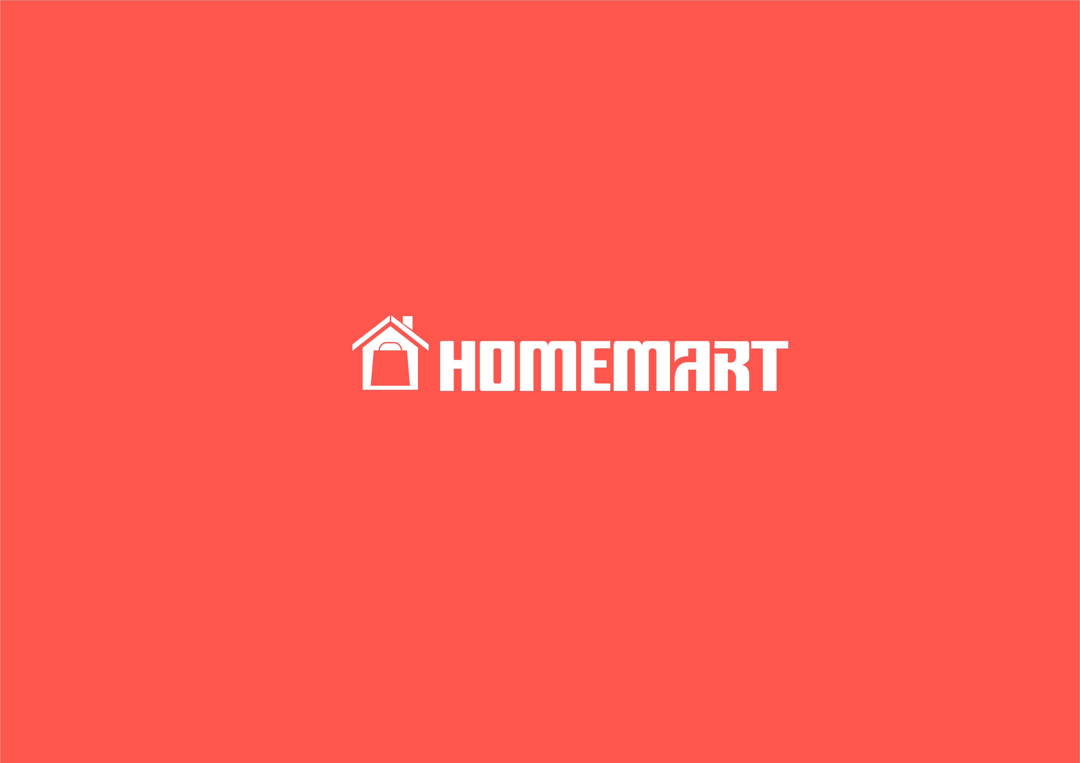 Red background with the word homemart on it.