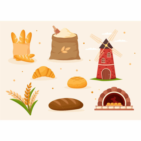 12 Bread Mill Vector Illustration cover image.