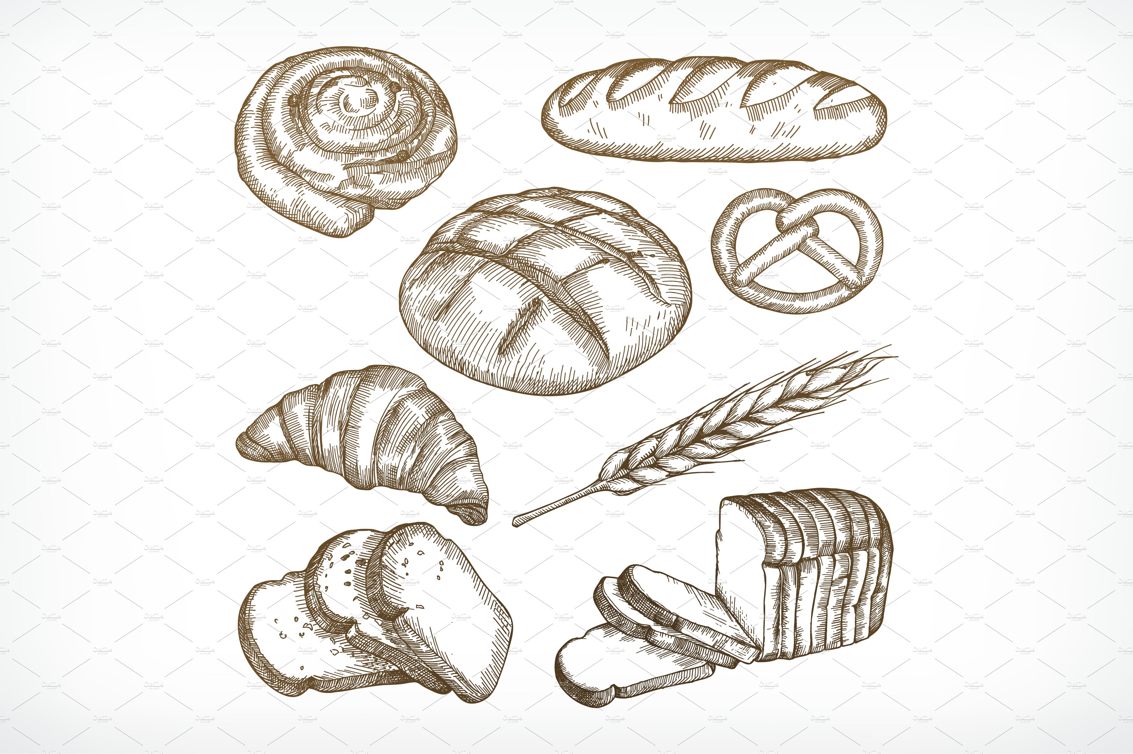 Bread sketches, bakery advertising cover image.