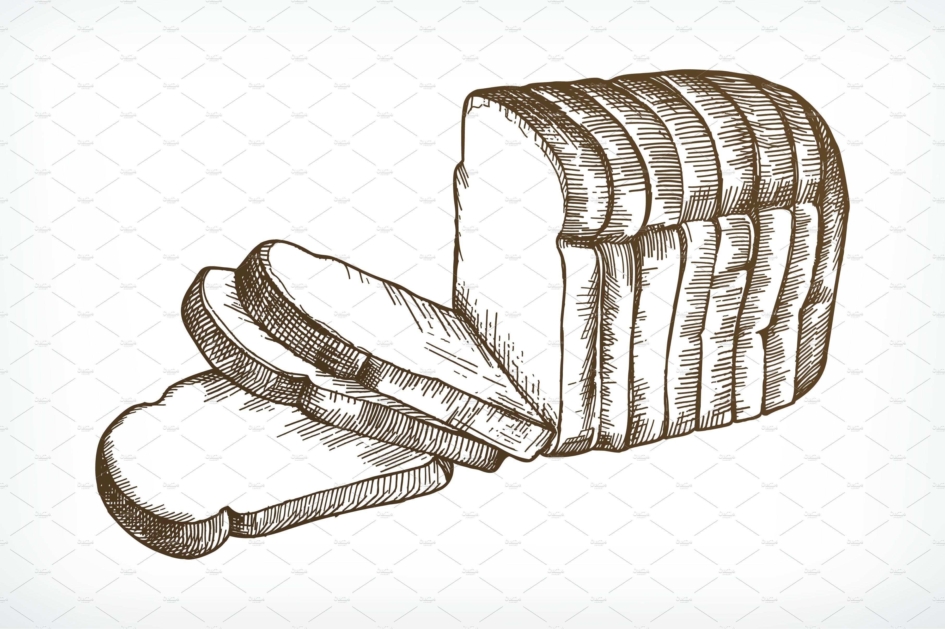Bread sketches, bakery advertising preview image.