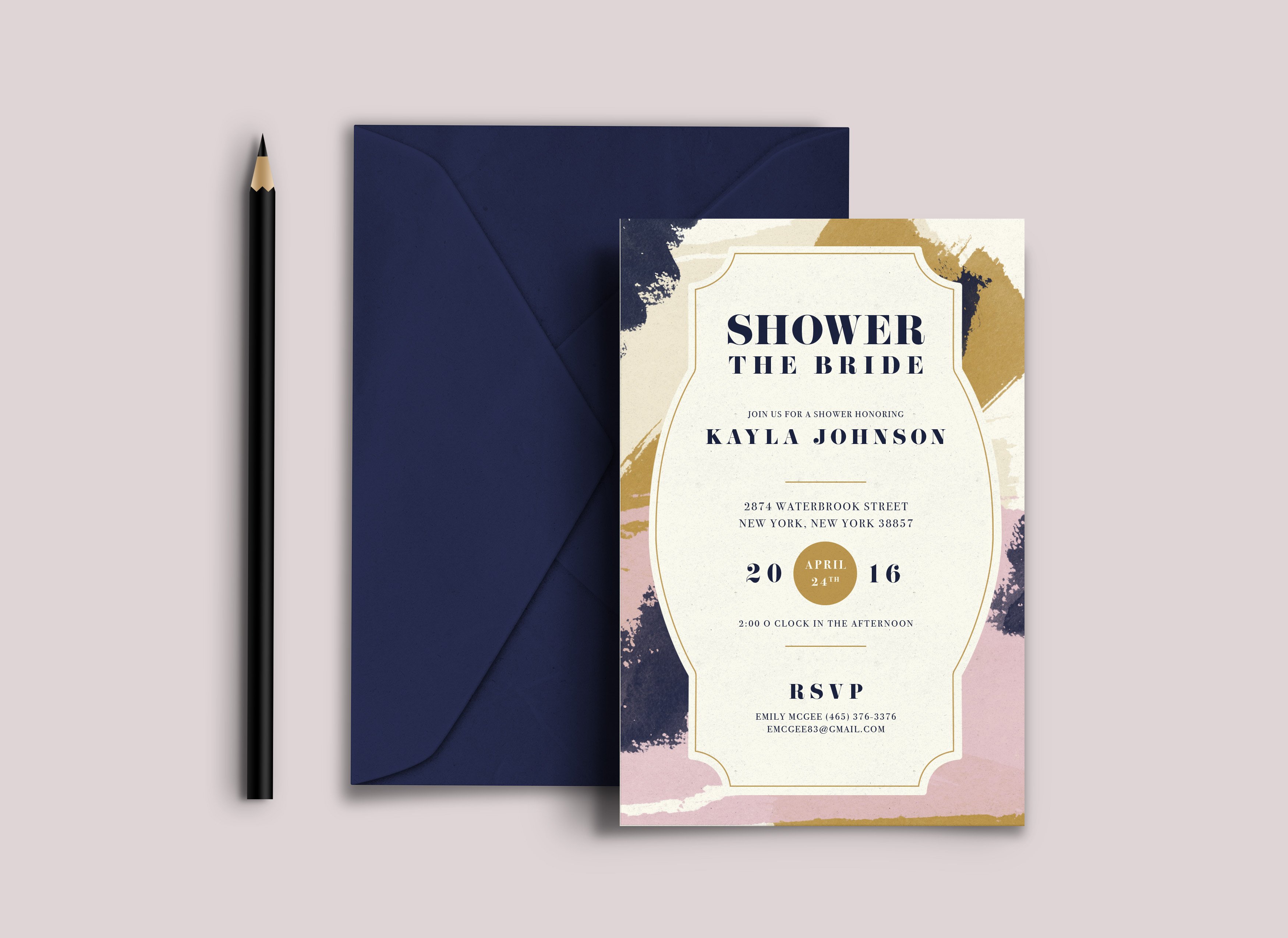 Abstract Bridal Shower Invitation cover image.