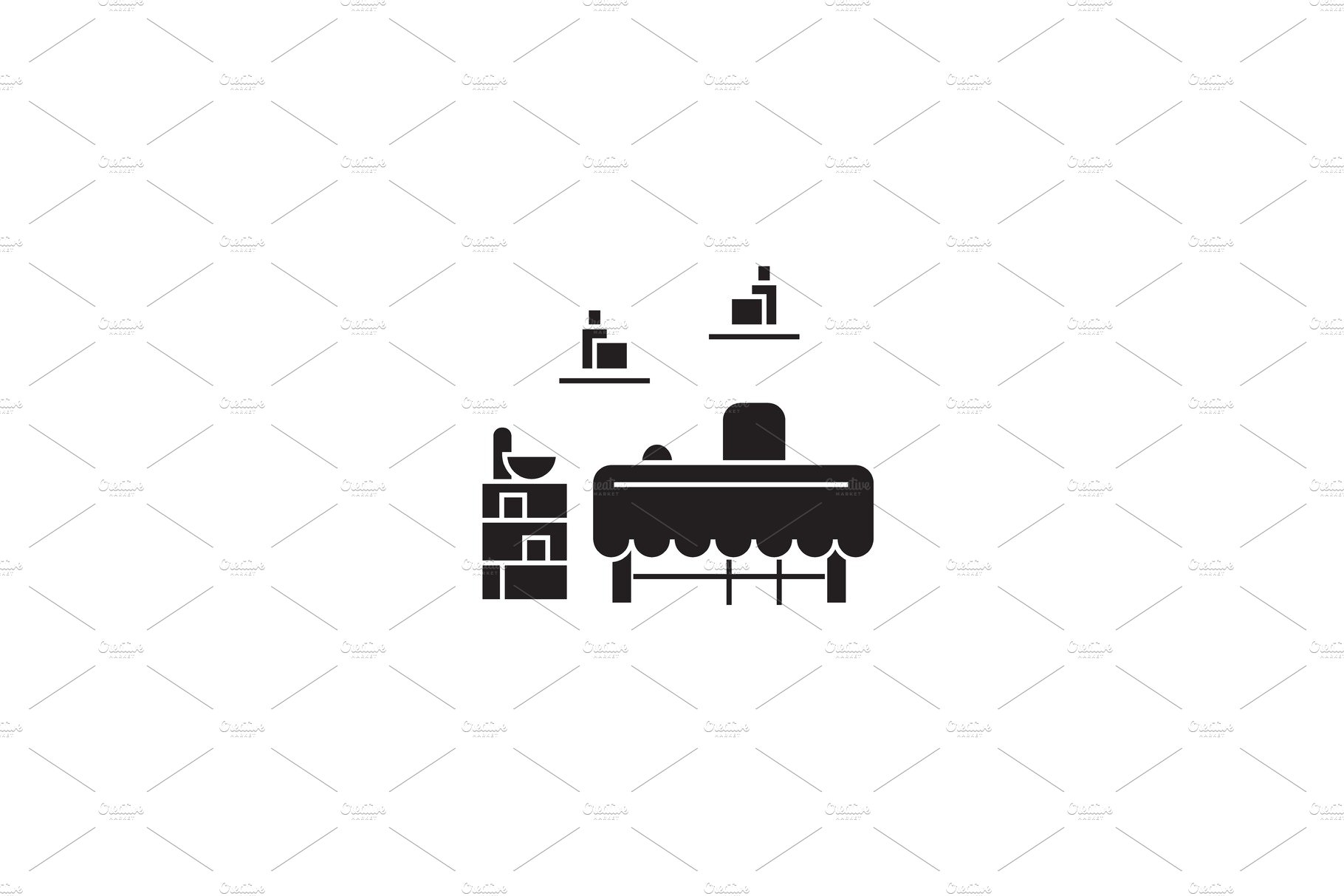 Furniture set black vector concept cover image.