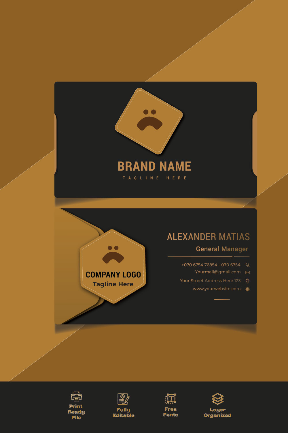 Corporate Business Card Template Design pinterest preview image.