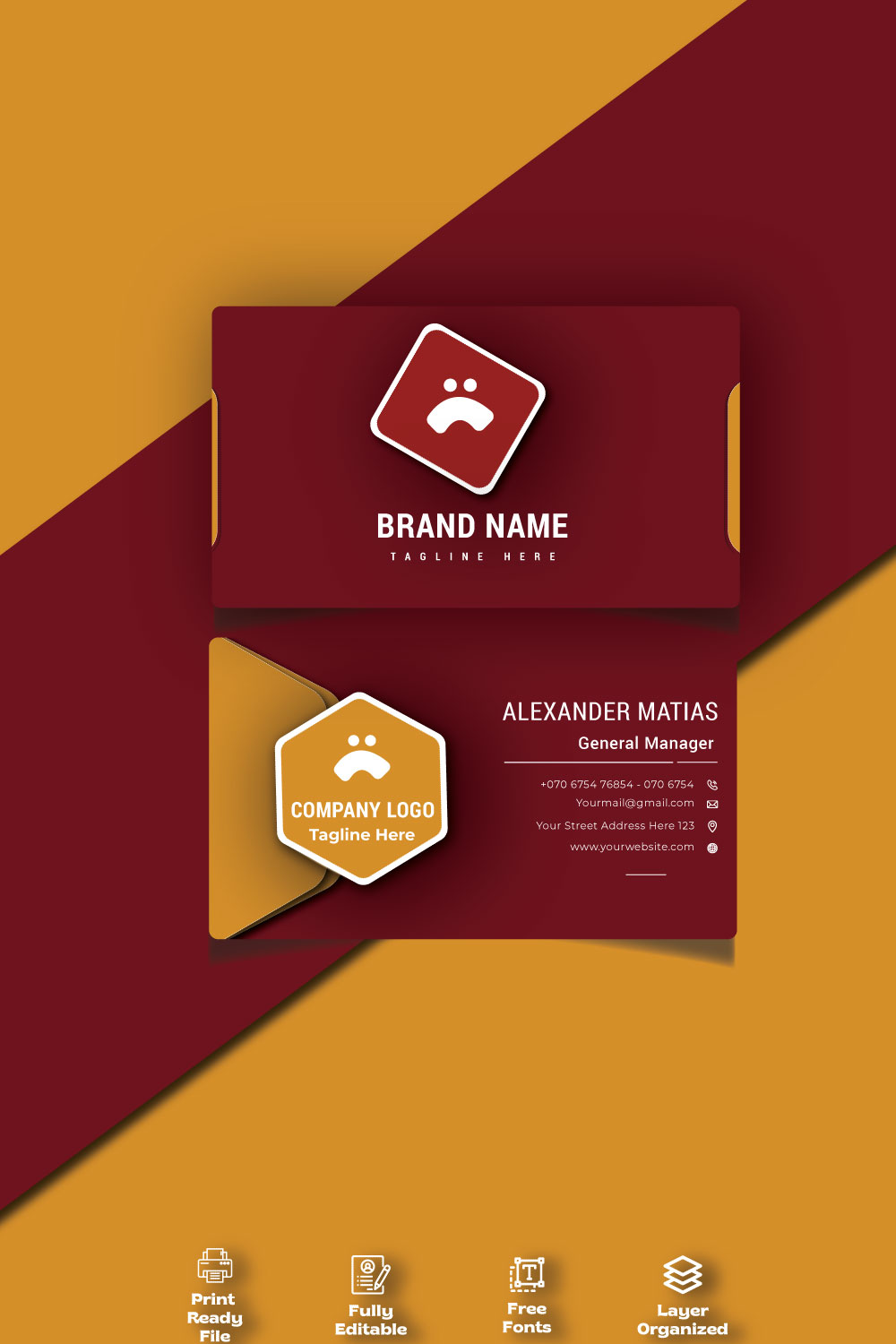 Corporate Business Card Template Design pinterest preview image.