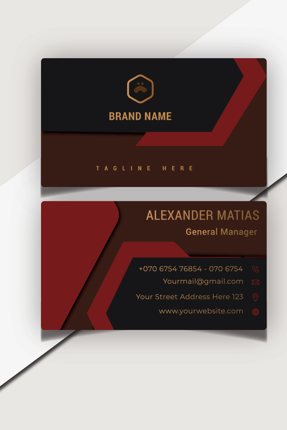 Corporate Business Card Template Design pinterest preview image.