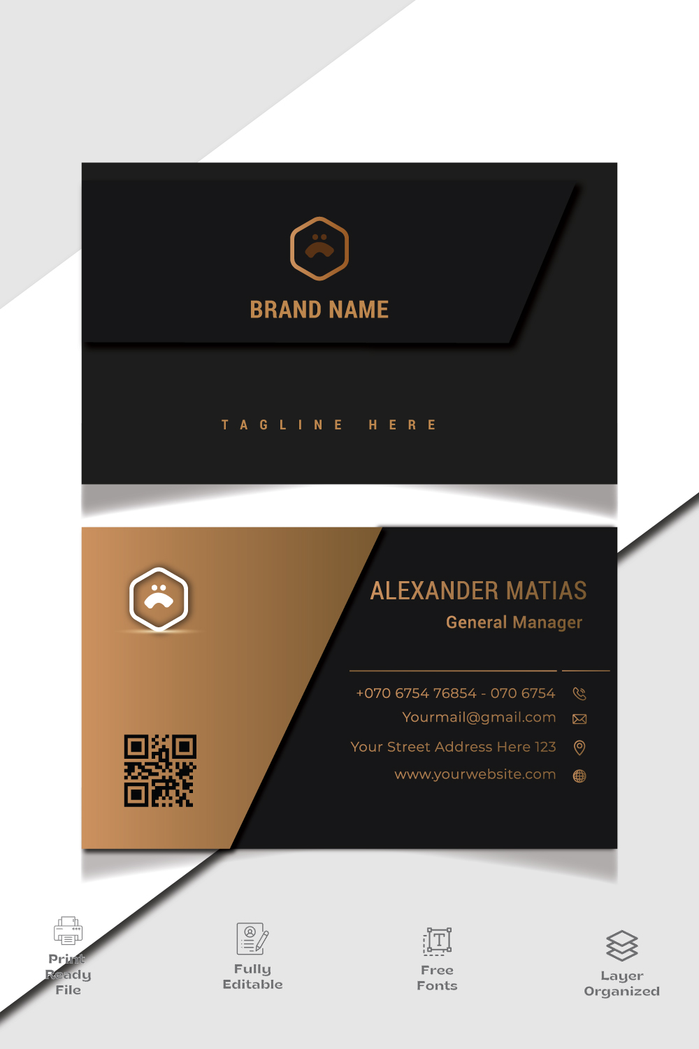Modern Creative and Clean Business Card Template pinterest preview image.