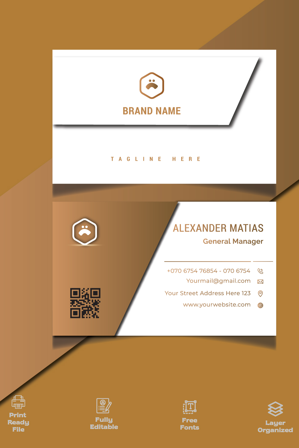 Modern Creative and Clean Business Card Template pinterest preview image.
