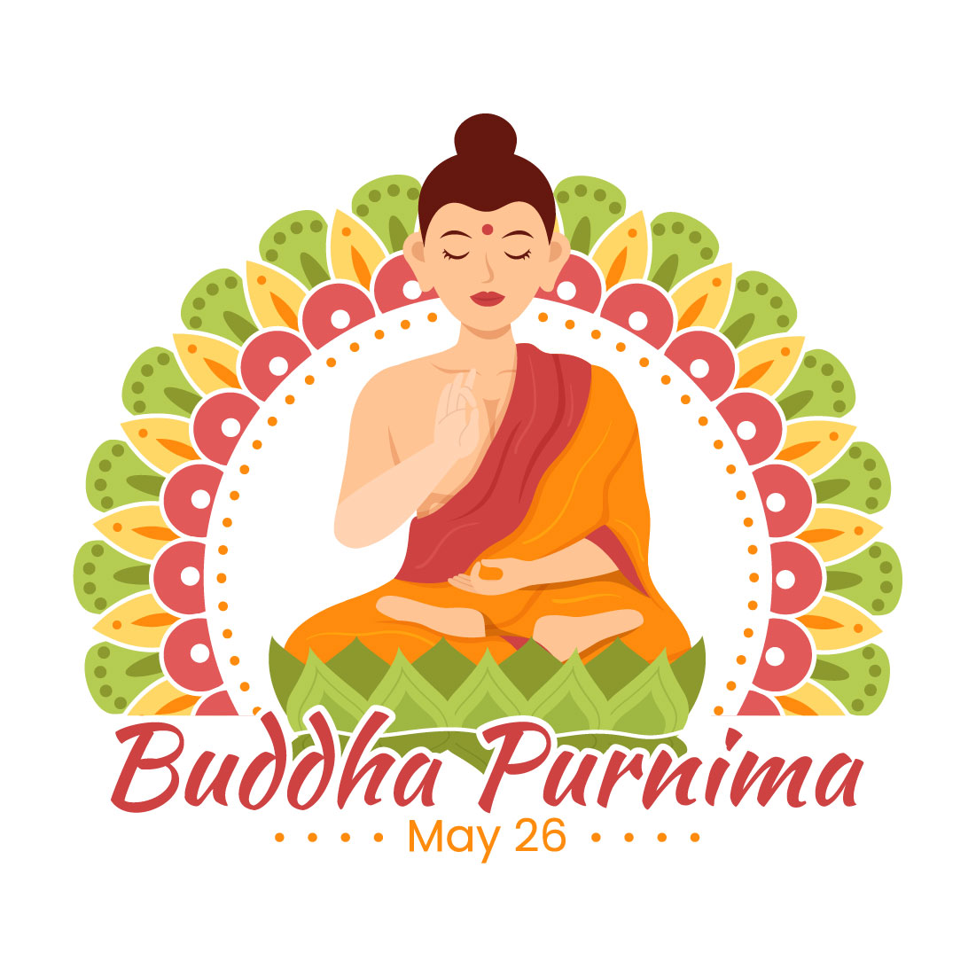 14 Happy Buddha Purnima Illustration preview image.