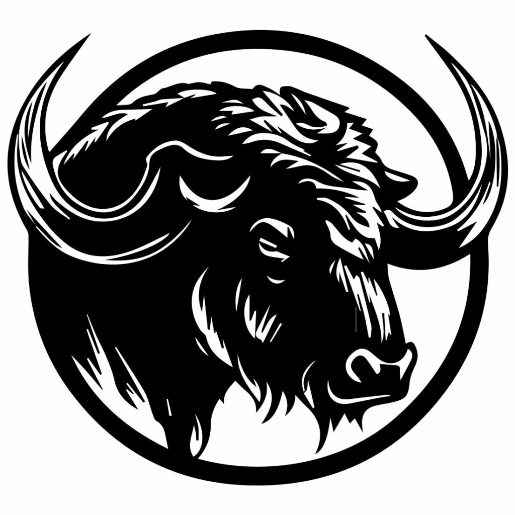 Buffalo outline logo horns circle MasterBundles