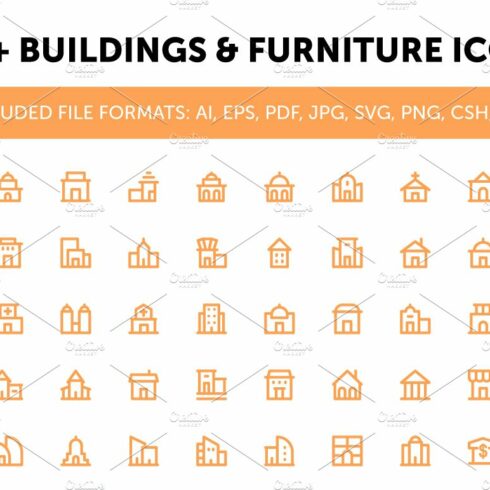 375+ Buildings and Furniture Icons cover image.