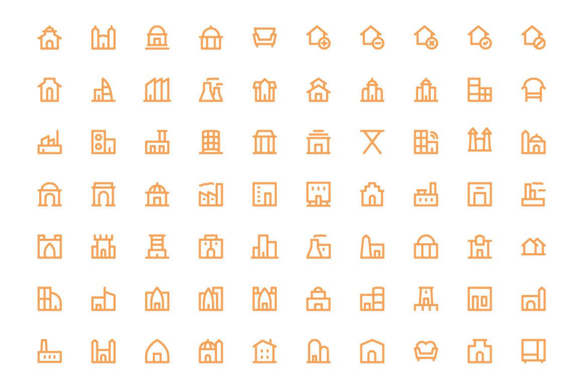 375+ Buildings and Furniture Icons preview image.