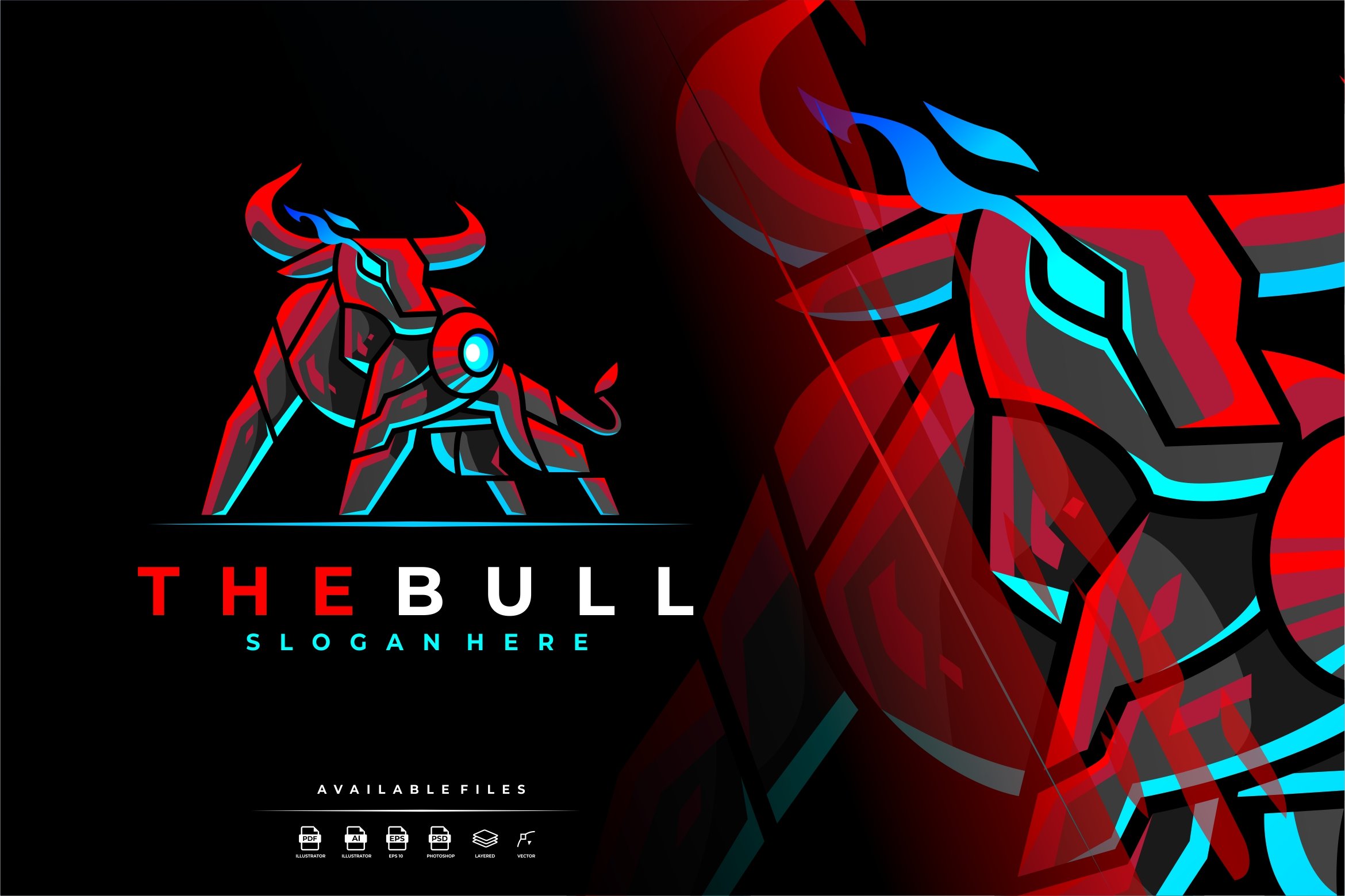 Unique Robotic Bull Mascot Logo cover image.