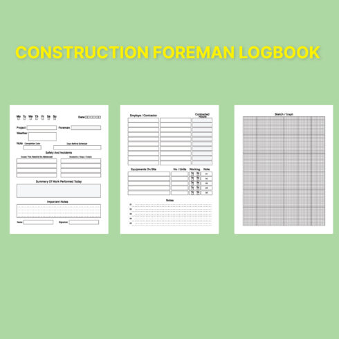 Construction Foreman Daily Log Book cover image.