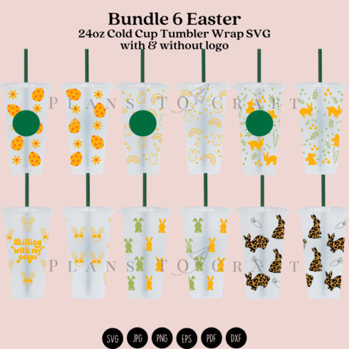 Bundle 6 Easter 24oz Cold Cup Tumbler Wrap cover image.