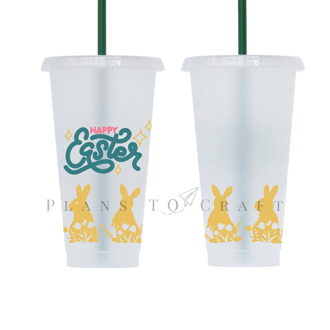 Couple of cups with straws in them.