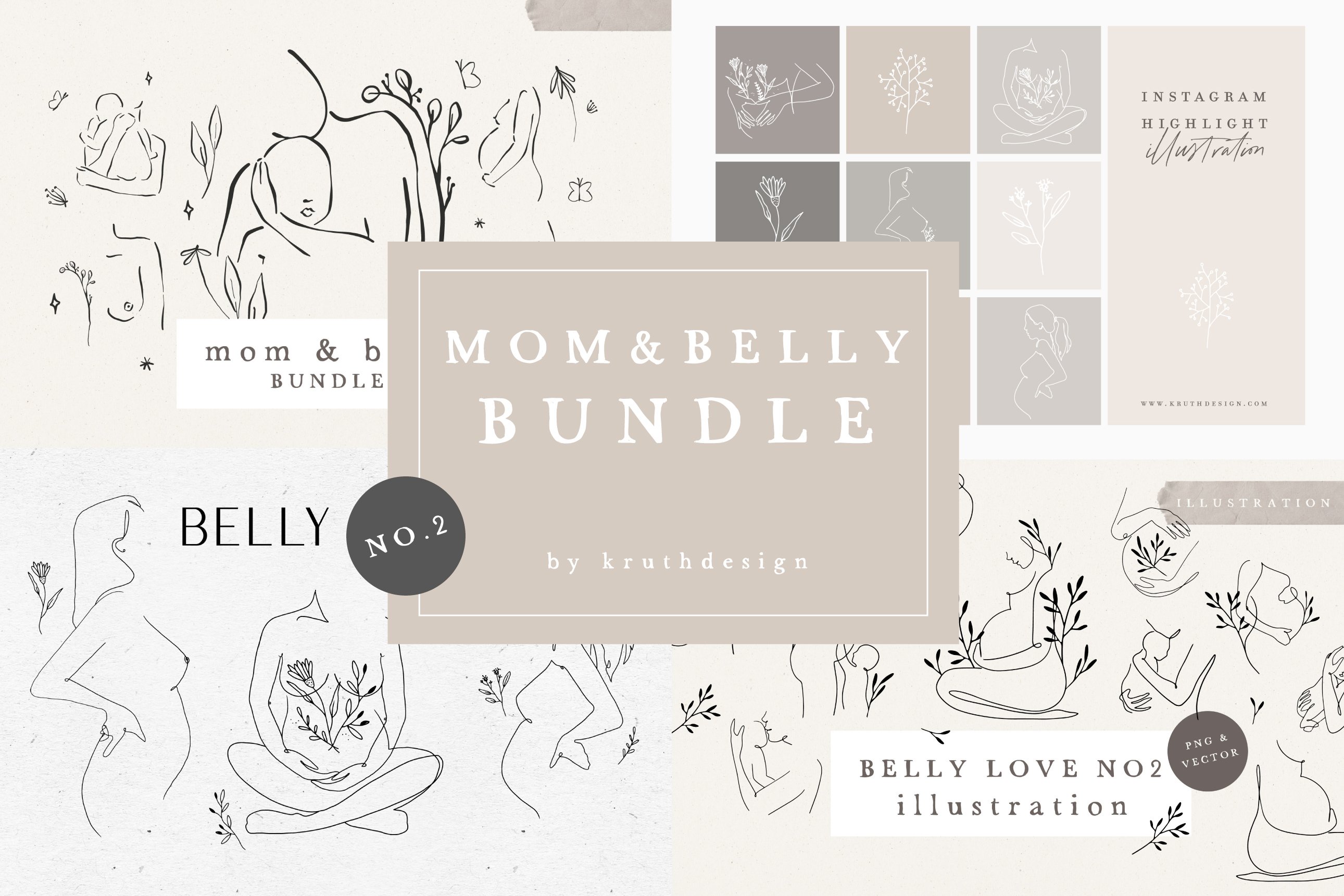 BIG BUNDLE / mom & baby vector & png cover image.