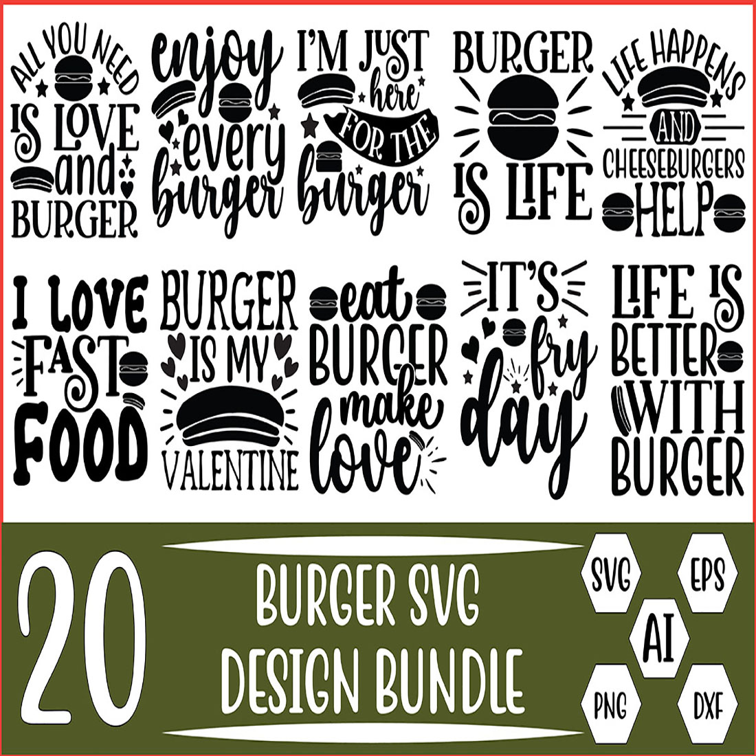 Just a Man Who Loves Burger Burger Png / Svg Burger Clipart 