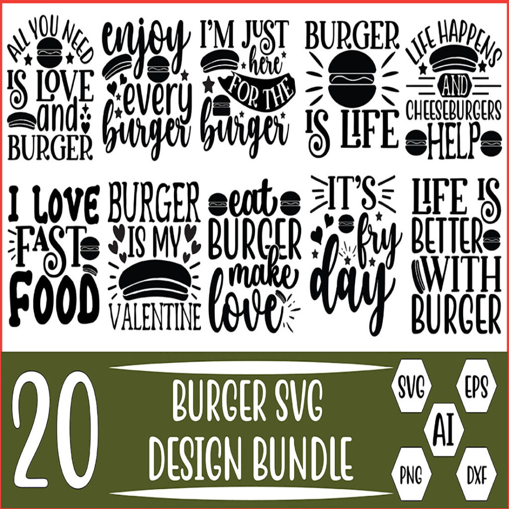 Burger Svg,Burger Svg Bundle,Burger Cut File,Hamburger Svg,Burger ...