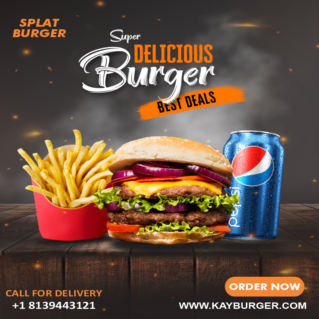 Burger flyer template cover image.