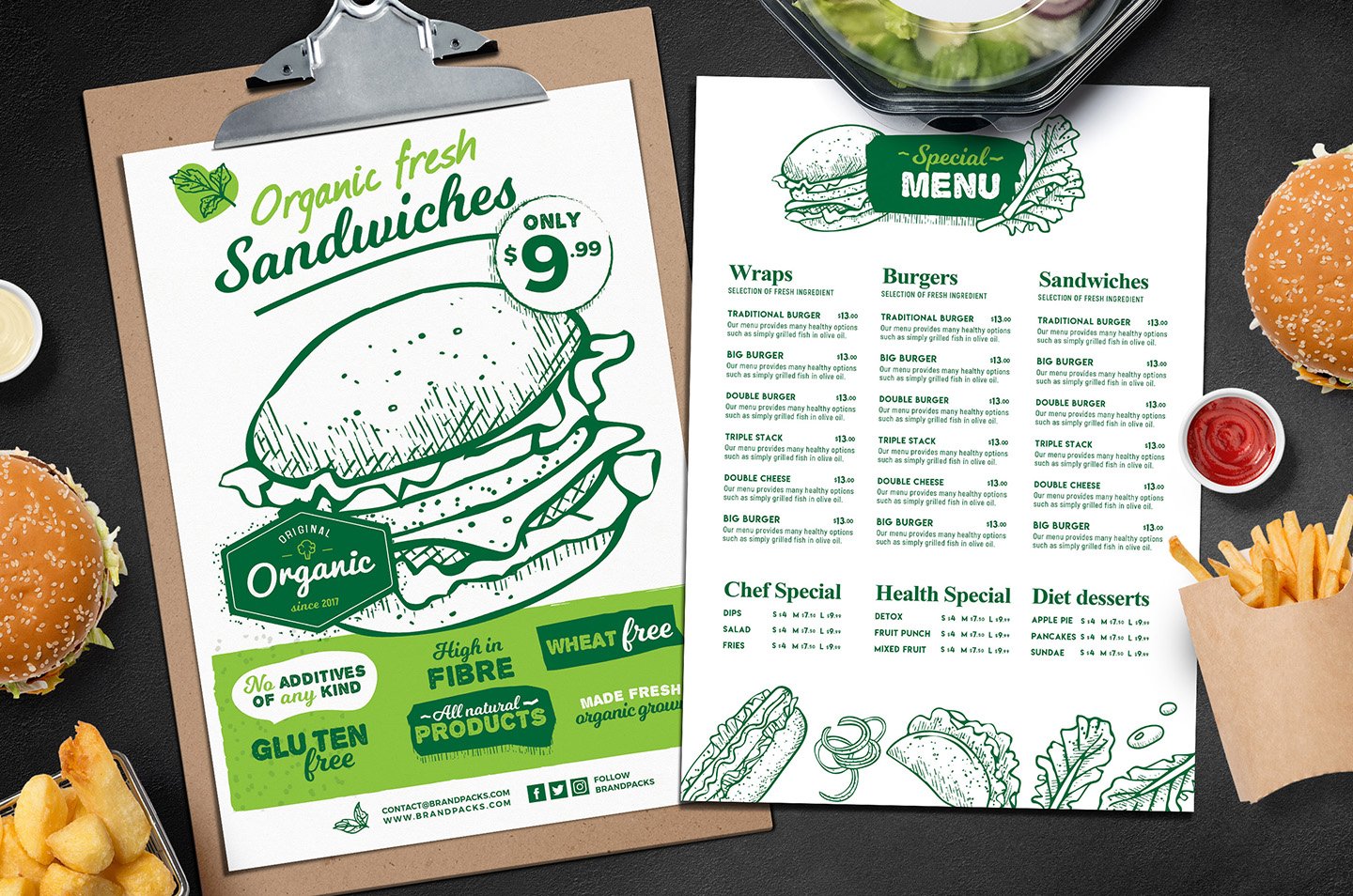 A4 Burger Menu Templates preview image.