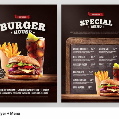 Burger Flyer + Menu cover image.