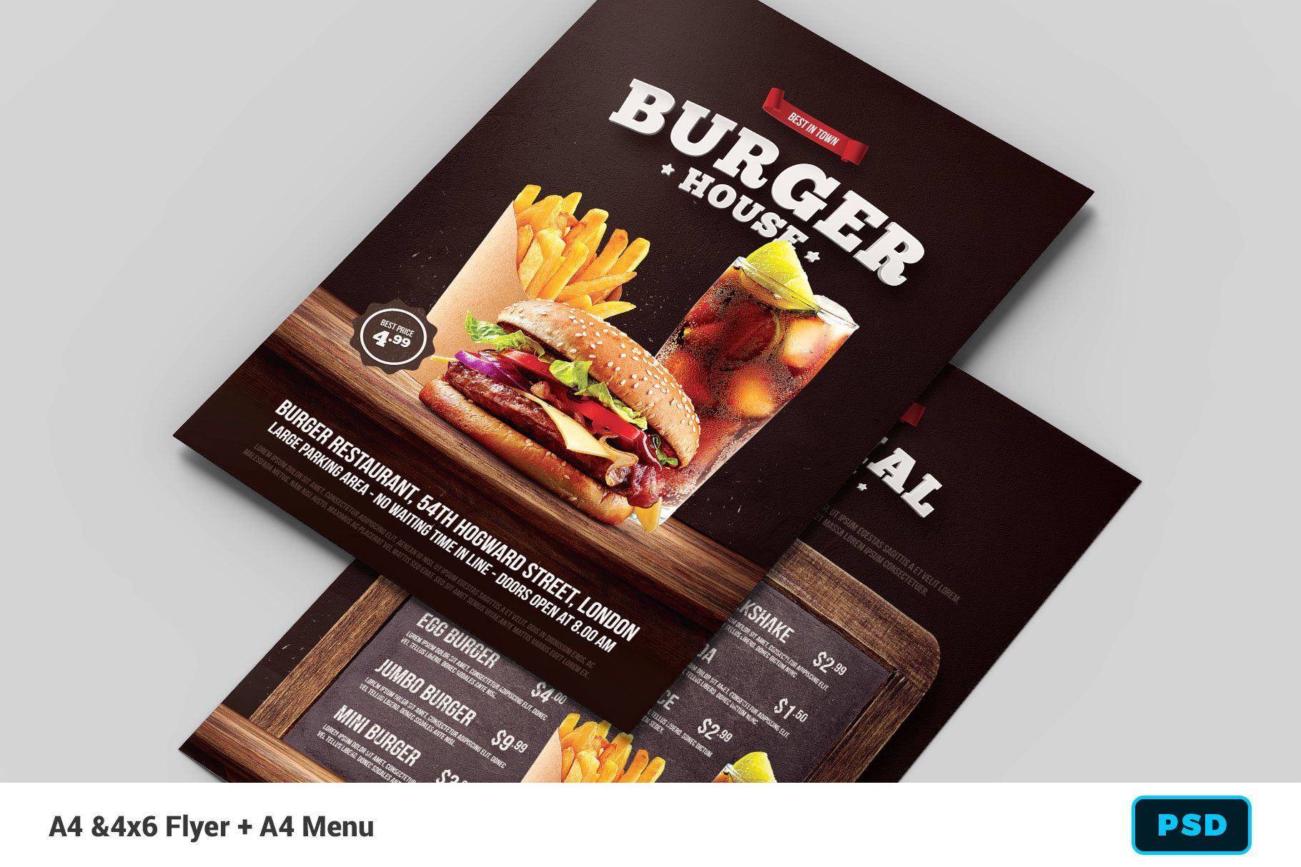 Burger Flyer + Menu preview image.