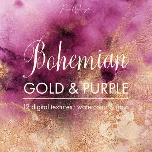 Bohemian watercolor & gold textures cover image.