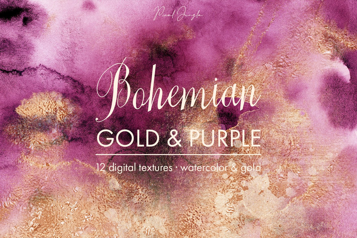 Bohemian watercolor & gold textures cover image.