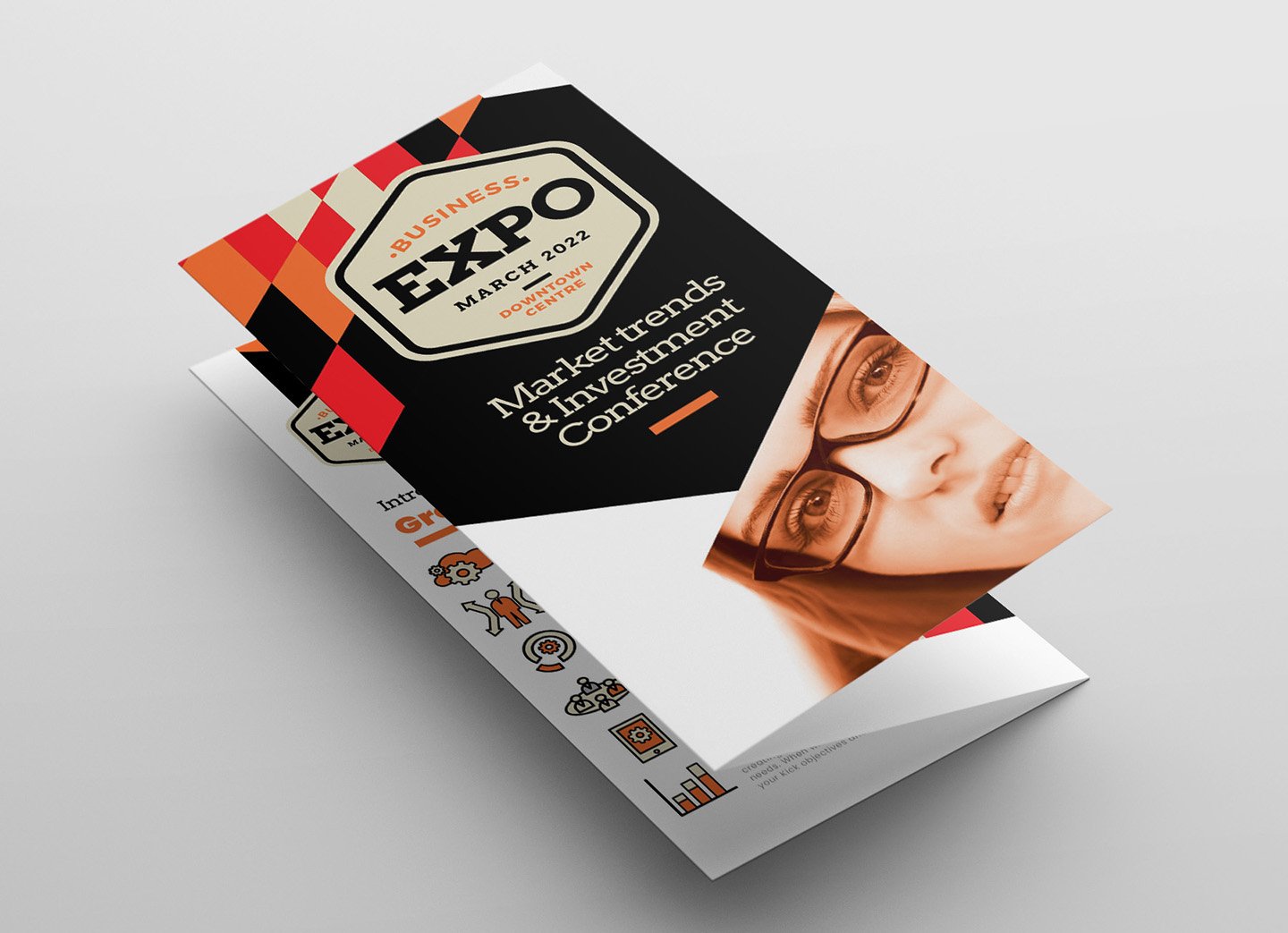 business expo tri fold brochure template front 298