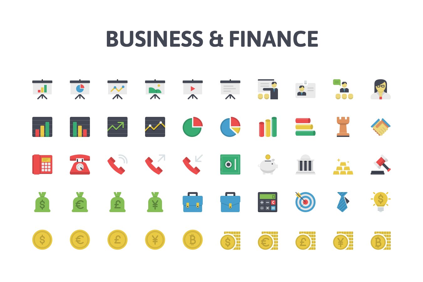 Business & Finance Flat Icons preview image.